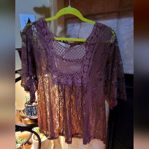 Elegant Lace Women’s Top - Purple